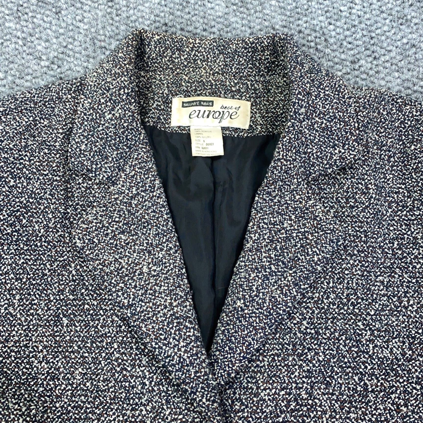 Vintage VINTAGE Newport News Blazer Womens Size 6 Gray Black & White Speckled Knit Jacket, Classic, 6, Gray, Blazer, Womens Size M / US 6-8 / IT 42-44 - 5 Thumbnail