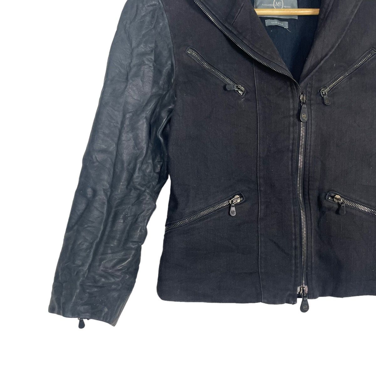 Alexander McQueen 💥ALEXANDER MCQUEEN BIKER LEATHER SLEEVE JACKET Size XS / US 0-2 / IT 36-38 - 6 Thumbnail