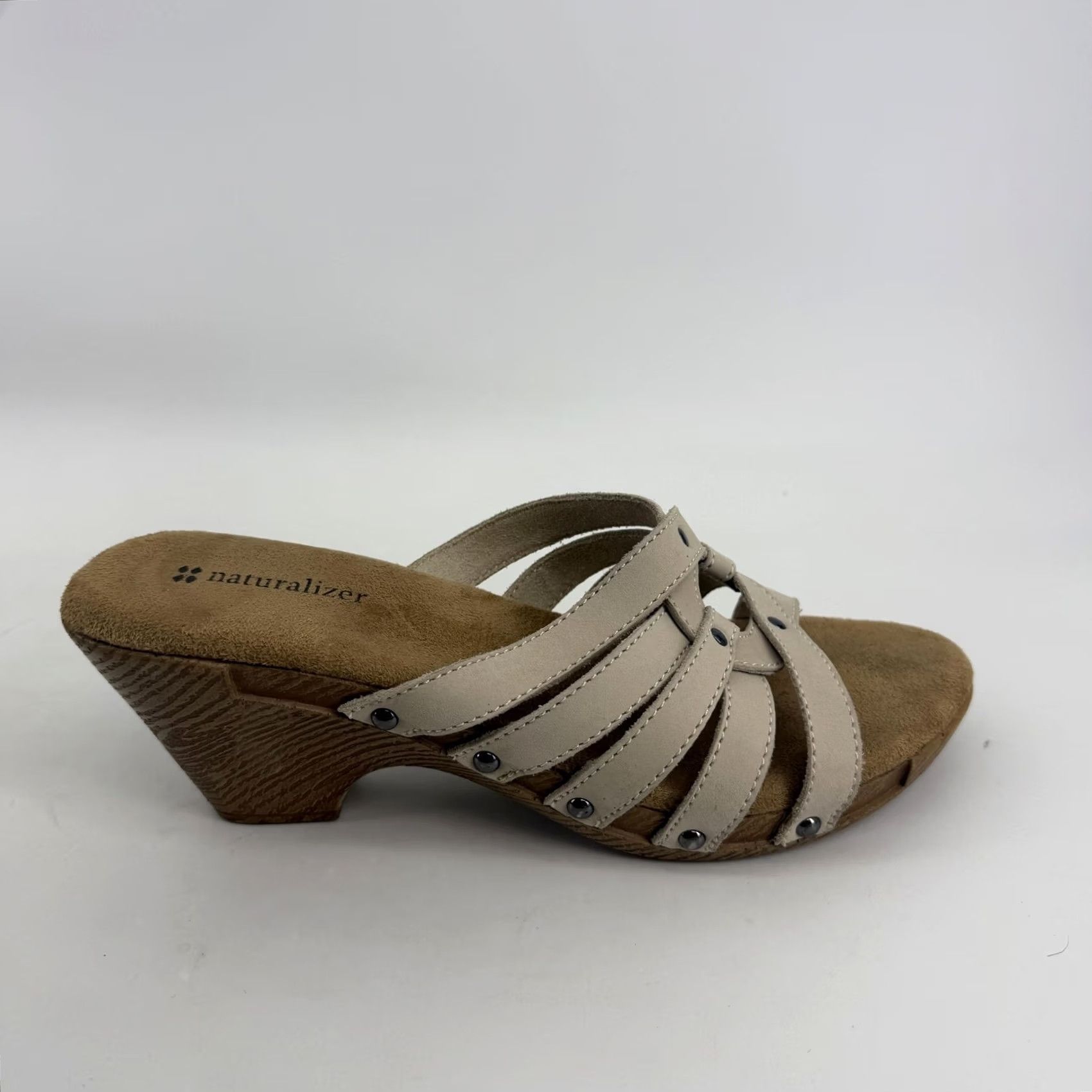 Naturalizer Naturalizer Captain-Rice Nubuck Sandals Womens Size 9M Tan Beige Wedge Comfort Slips On Strappy Size US 9 / IT 39 - 3 Thumbnail