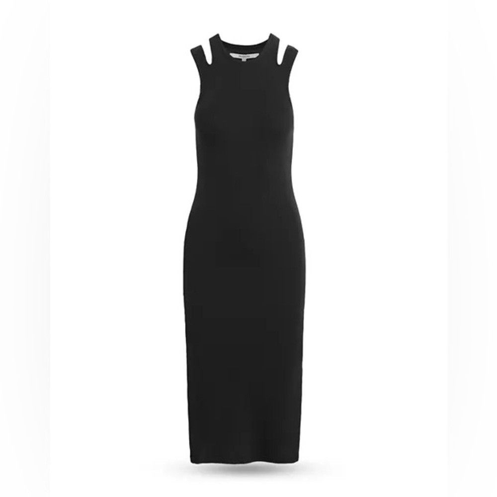 Hudson Hudson Black Cut-Out Midi Dress NWT XL Ribbed Bodycon Side Size XL / US 12-14 / IT 48-50 - 3 Thumbnail