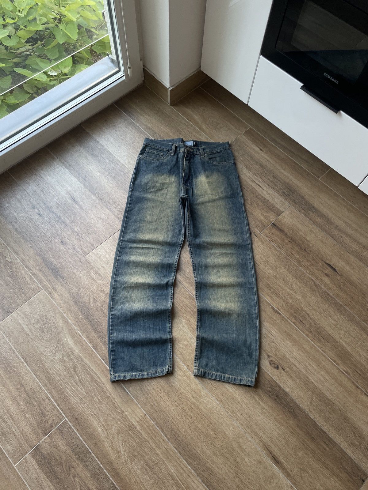 Vintage Baggy Jeans Mud Washed Flared Faded Wide Japanese