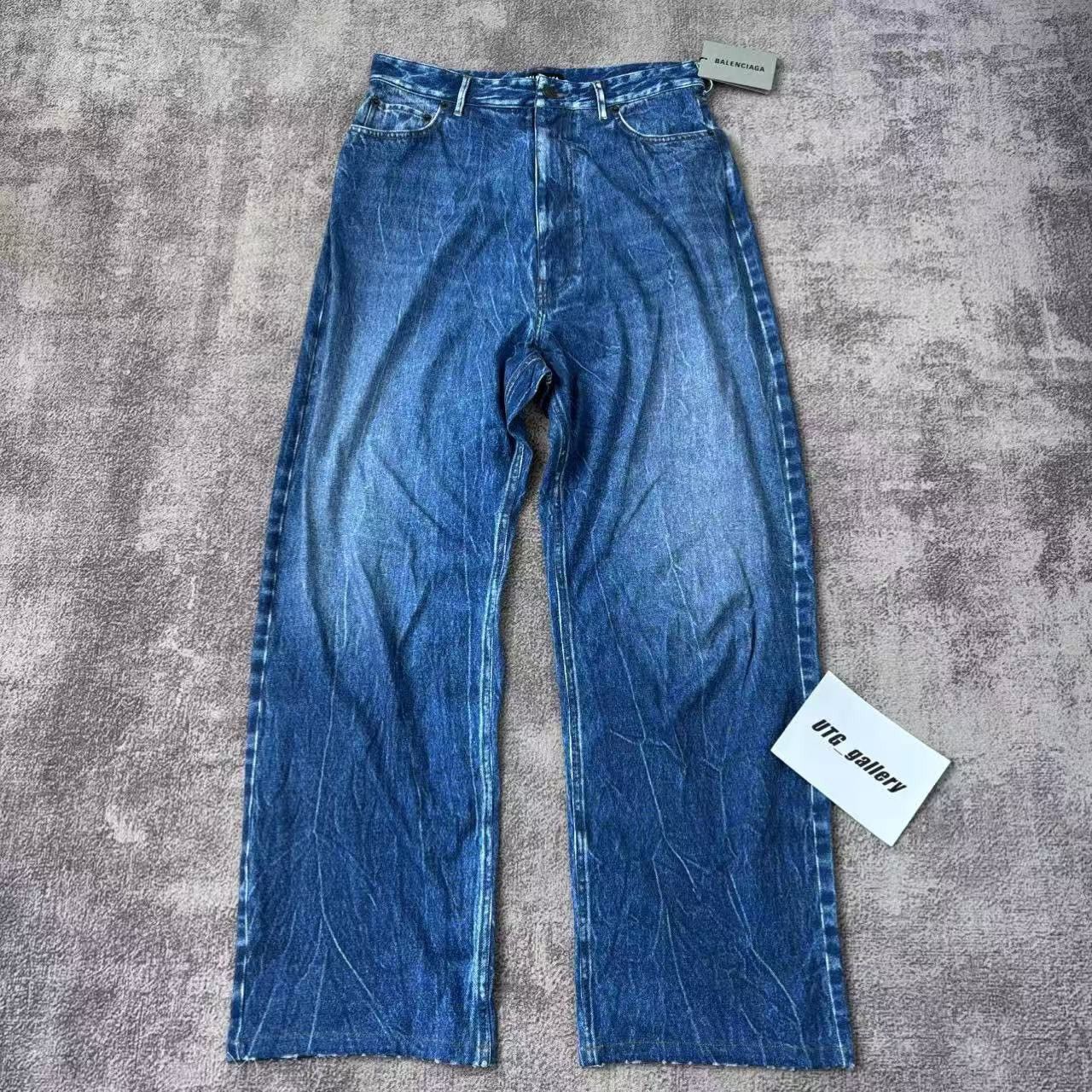 Balenciaga Trompe L'oeil Denim Sweatpants | Grailed