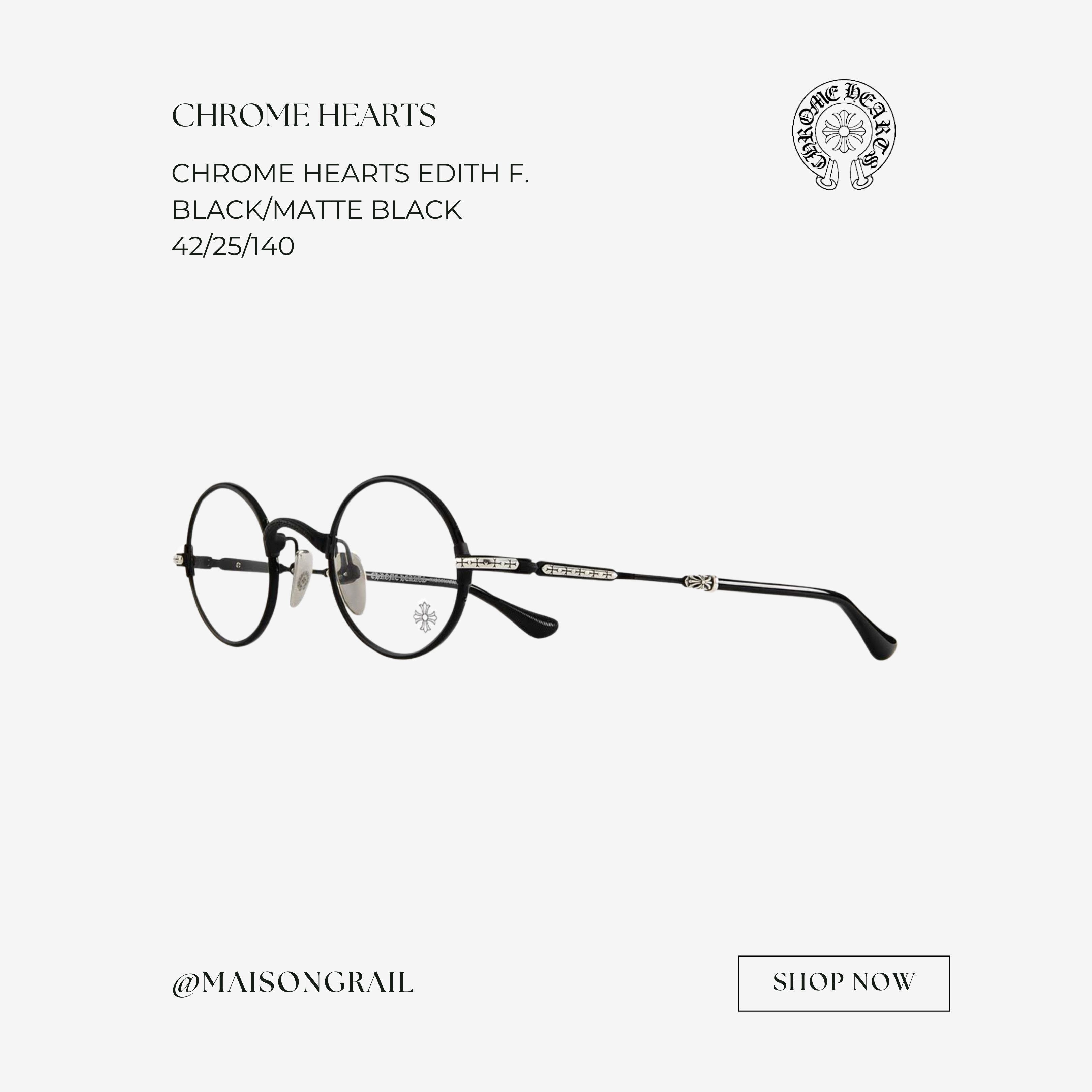 Chrome Hearts CHROME HEARTS EDITH F. BLACK/MATTE BLACK EYEGLASSES Size ONE SIZE - 1 Thumbnail