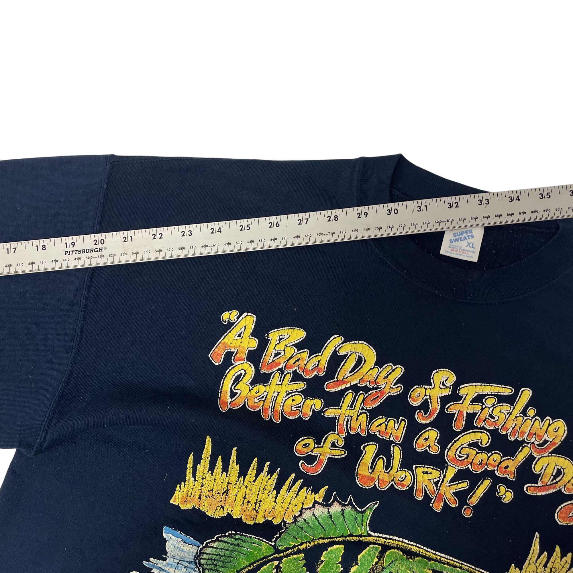 Russell Athletic Vtg Russell Athletic FISH Why WORK Big MOUTH BASS Sweatshirt Size US XL / EU 56 / 4 - 7 Thumbnail