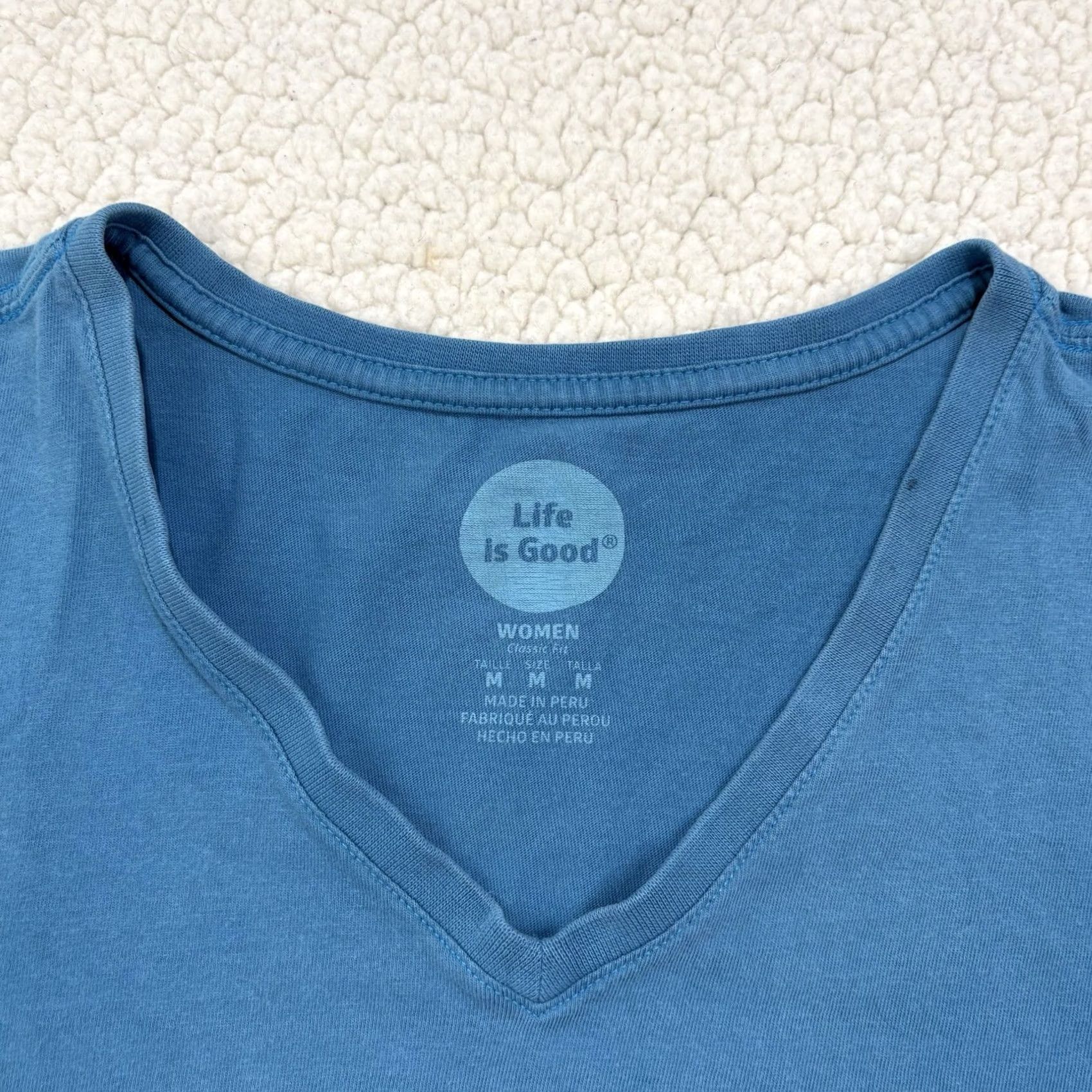 Life is Good Life is Good Shirt Womens Tee V-Neck Short Sleeve Blue M Classic Fit Size 32" / US 10 / IT 46 - 2 Thumbnail
