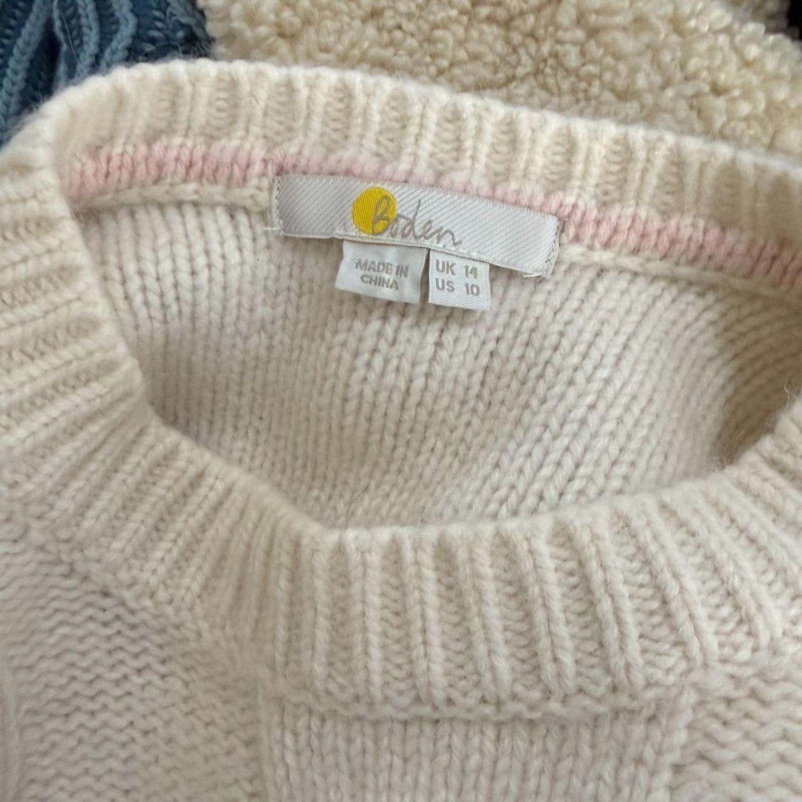 Boden Boden Sweater Women's 10 Cream Knit Wool Blend Size L / US 10 / IT 46 - 2 Thumbnail