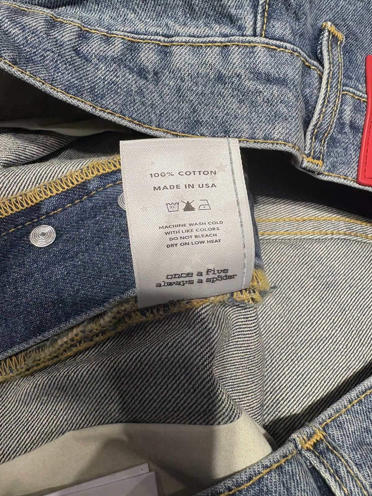 Sp5der Sp5der Light Blue Wash Web Stone Denim Shorts Size US 34 / EU 50 - 4 Thumbnail