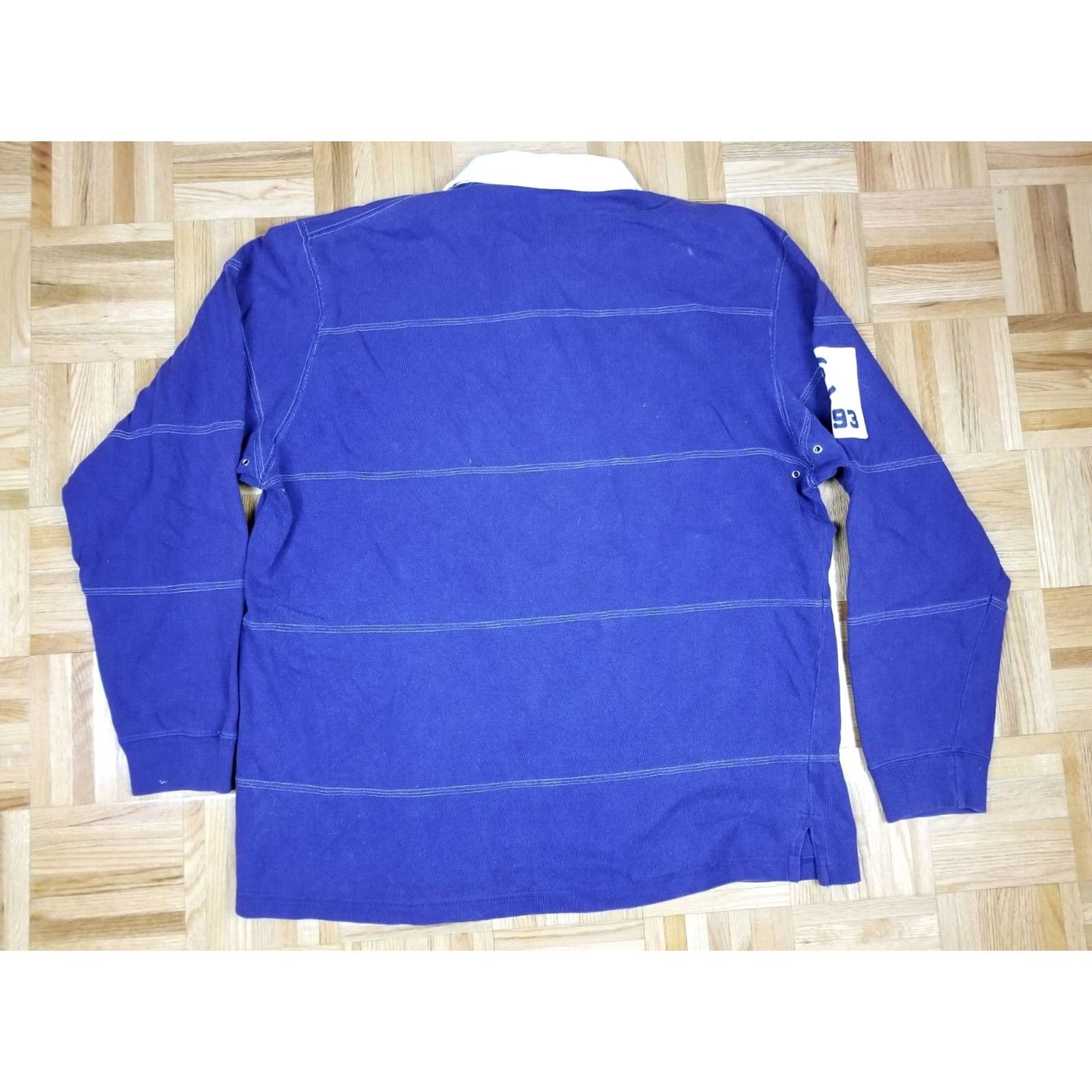 Ralph Lauren VINTAGE Ralph Lauren Polo RL-93 Navy Rugby Shirt XL 1992 P Wing Men Shirt Cross Shoulder 21 Inch Top to Bottom 30 Inch Circa 1993 Size US XL / EU 56 / 4 - 7 Thumbnail