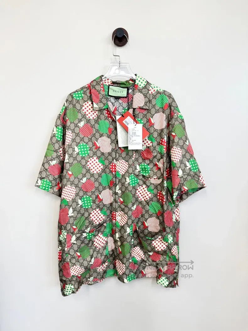 Gucci Gucci Brown apple full-print logo short-sleeved shirt Size US S / EU 44-46 / 1 - 1 Thumbnail