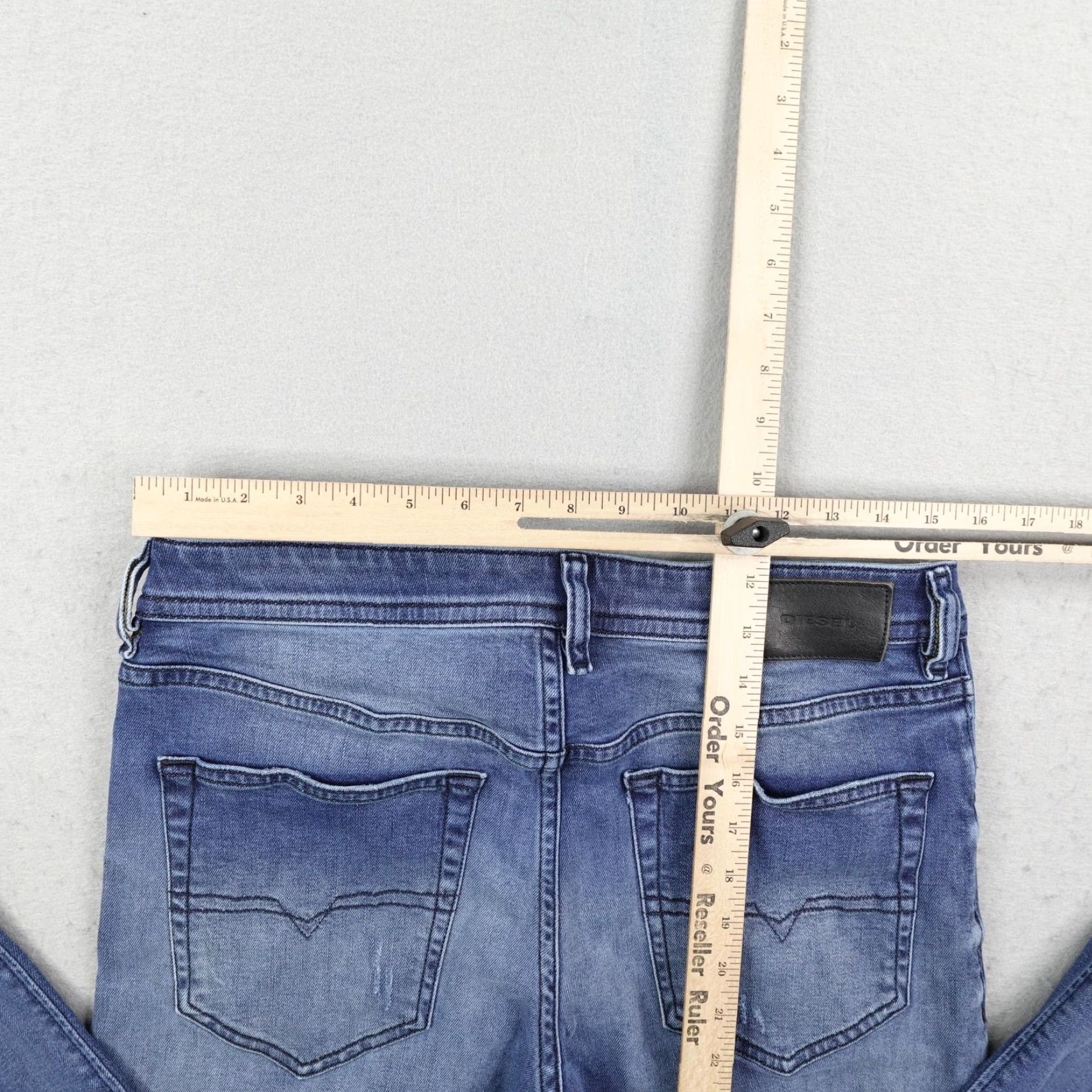 Diesel Diesel Jeans Mens 31 Blue Denim Buster 084NV Stretch Regular Slim Tapered Faded Distressed 32in Inseam Mens Size US 31 - 7 Thumbnail