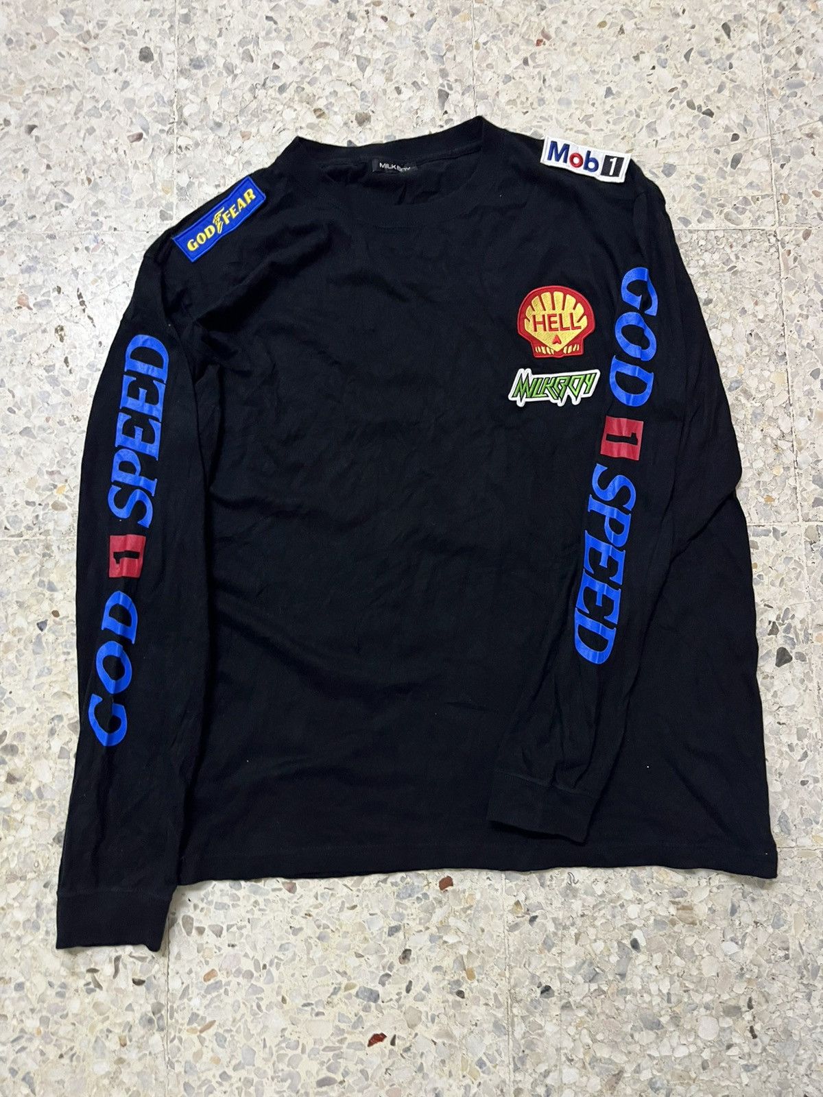 Japanese Brand VINTAGE Milkboy Japan Godspeed Racing Embroidery Tee Y2K Size US XL / EU 56 / 4 - 7 Thumbnail