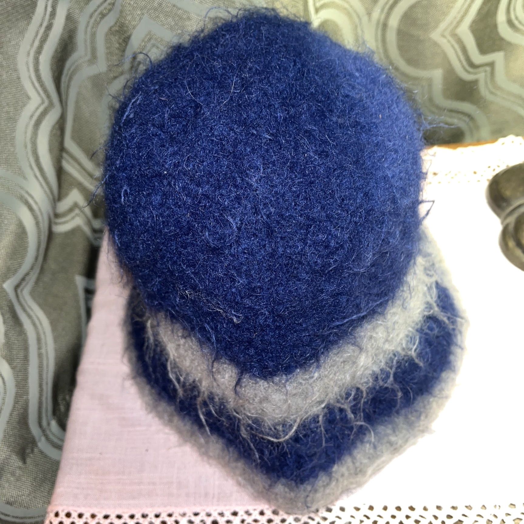 Vintage VINTAGE Style Bucket Hat Wool Blue & Gray Stripe One Size Women Boho Grunge Hipster Winter Fall Handmade Hat Size ONE SIZE - 3 Thumbnail
