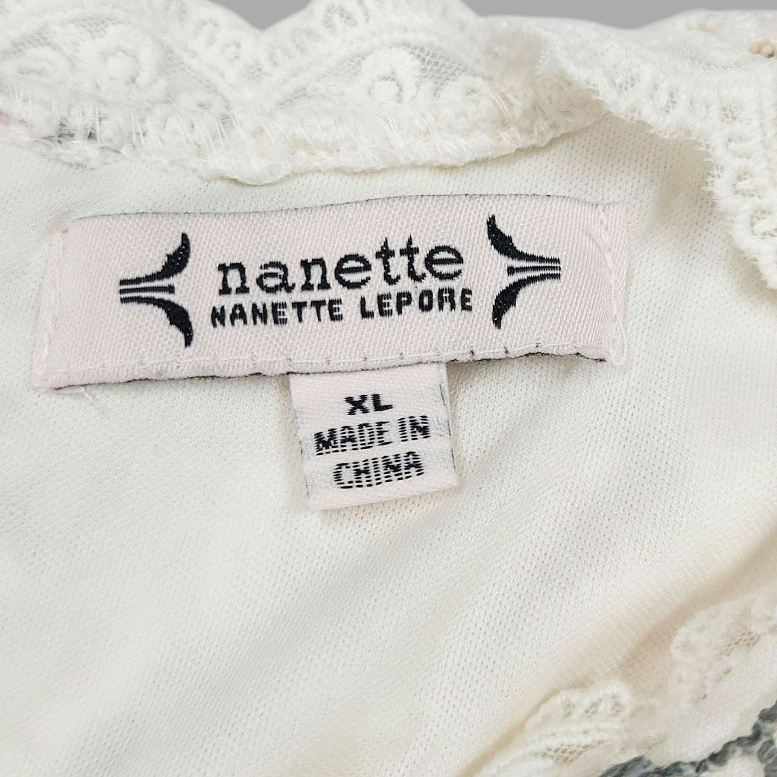 Nanette Lepore Nanette Lepore Floral Lace Top Ivory Pink Scalloped Neck XL Size XL / US 12-14 / IT 48-50 - 3 Thumbnail