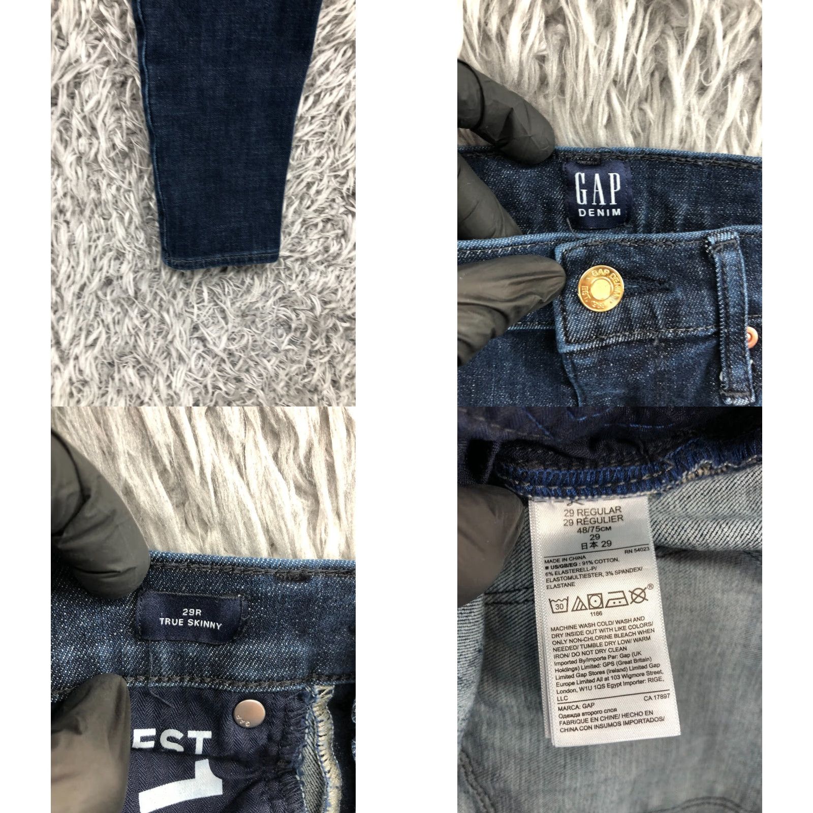 Gap Gap 1969 Skinny Jeans Womens Dark Wash Blue Size 29 Denim Regular Rise 5-Pocket Recycled Theme Classic Modern Jeans Size 29" - 8 Thumbnail