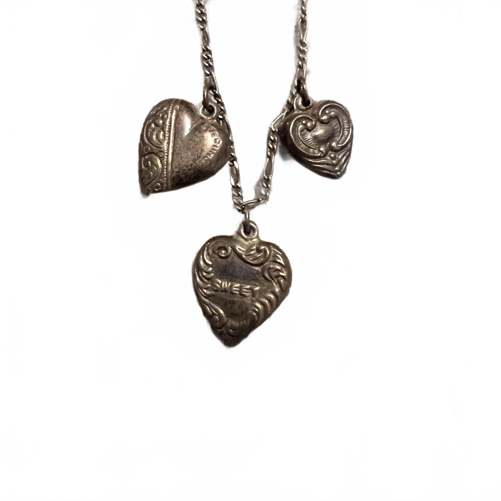 Unknown London Vintage Silver Heart Pendant Necklace Set Size ONE SIZE - 1 Thumbnail
