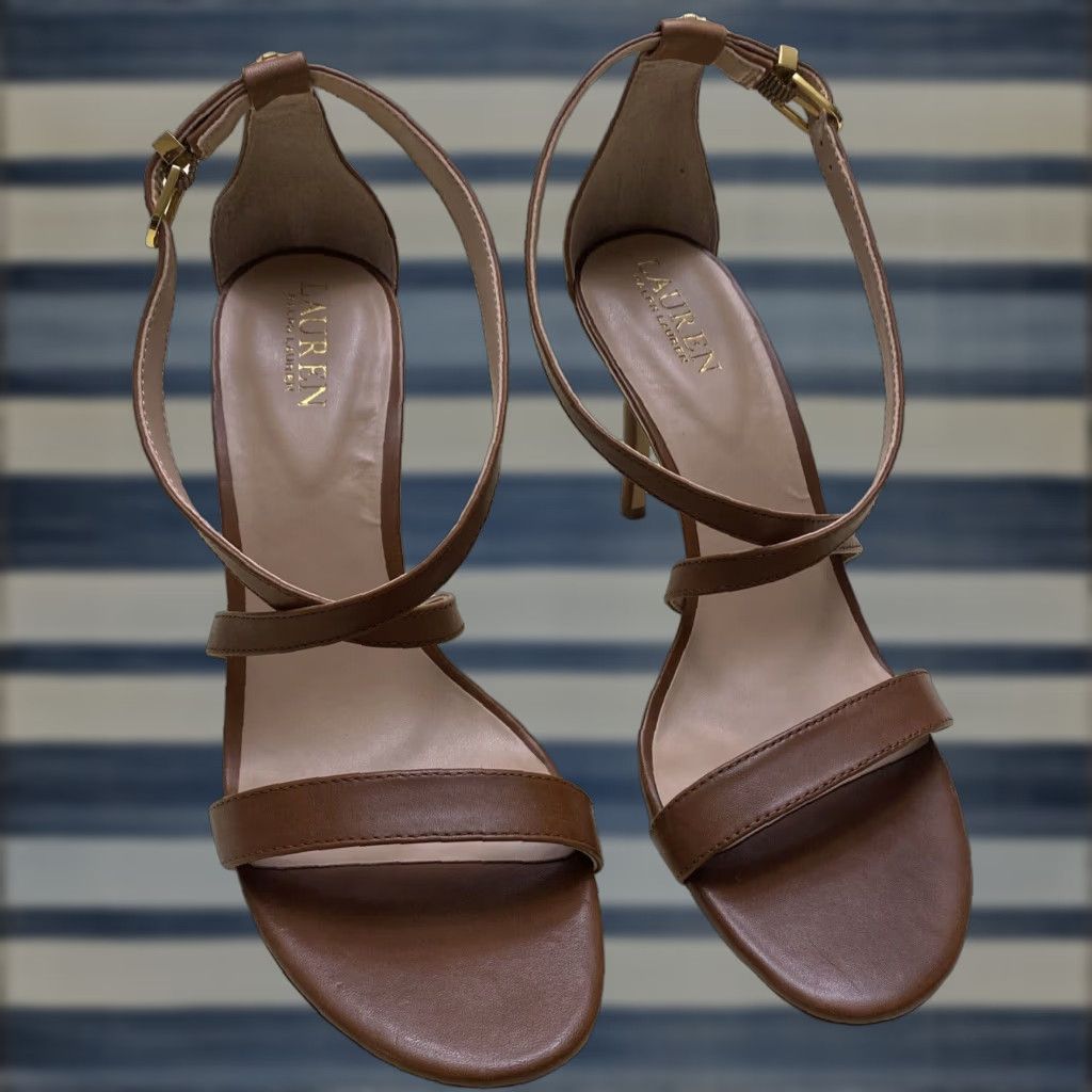 LAUREN RALPH LAUREN Gabriele Brown Strappy Heels Size 10B