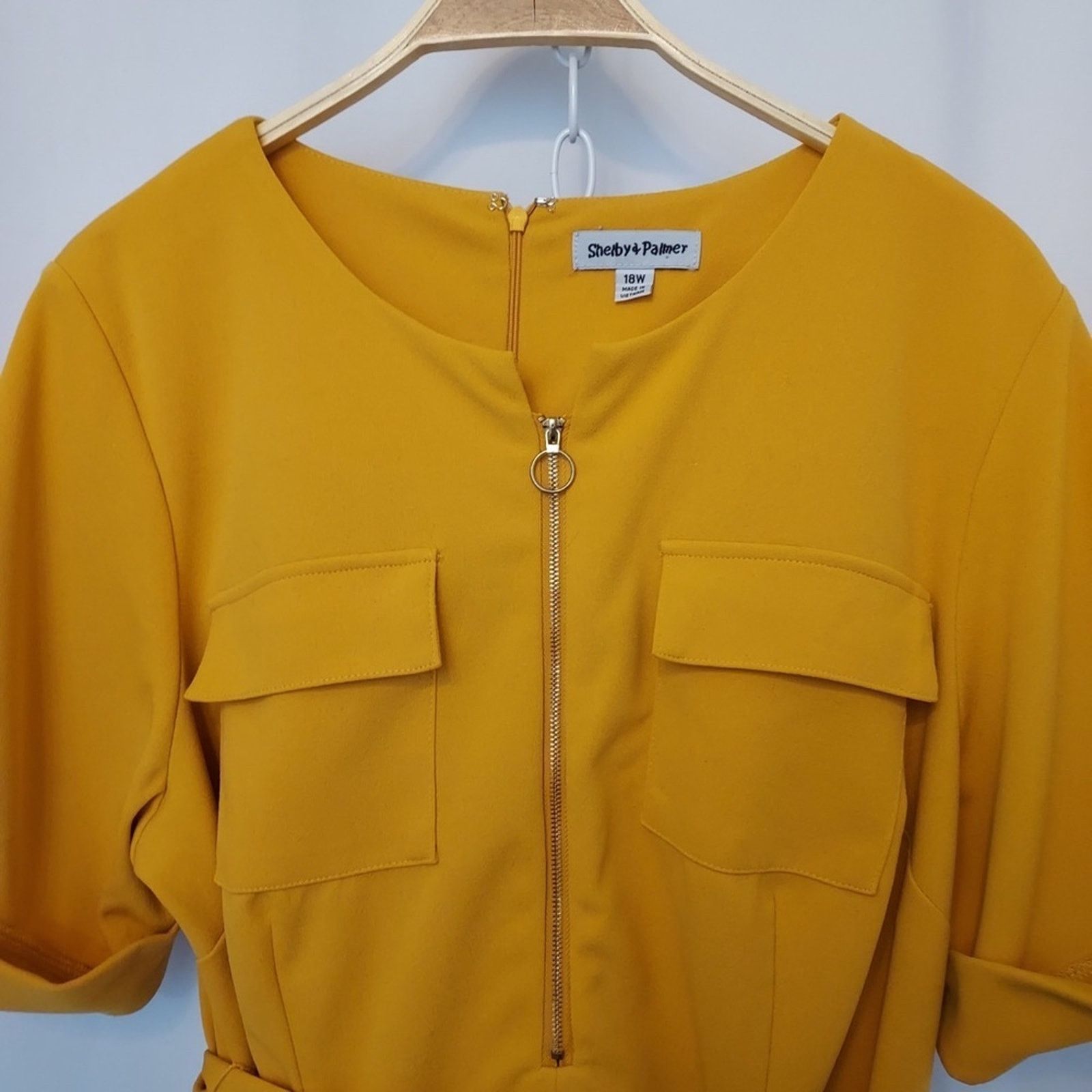 Other Shelby and Palmer Mustard Yellow Fit and Flare Zip Dress Size XXL / US 16-18 / IT 52-54 - 3 Thumbnail