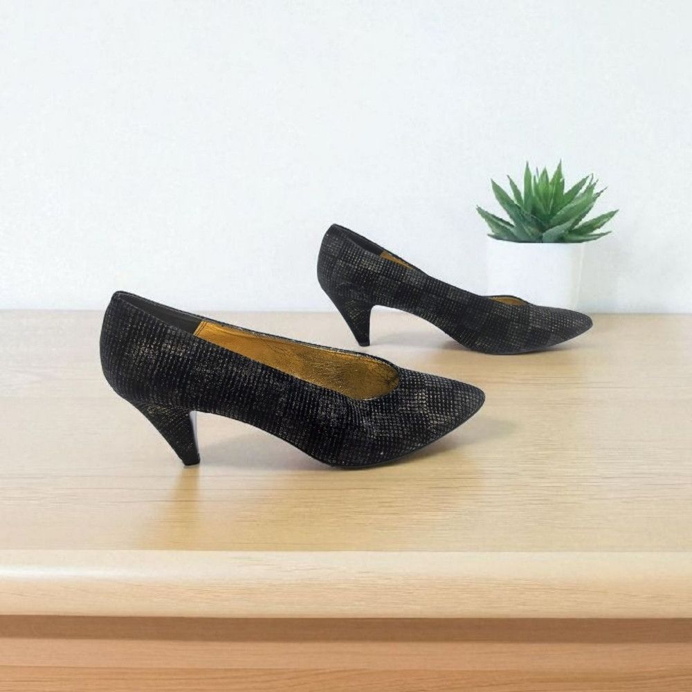 Other Vintage Nina Sz 10 Black Sparkle Women's Heels Size US 10 / IT 40 - 1 Thumbnail