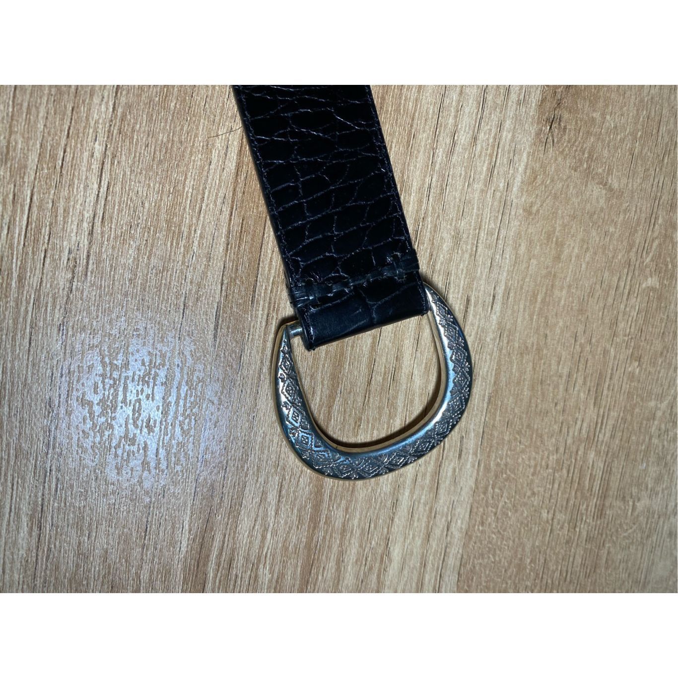 Other Belt - Black Leather-feel Silver Buckle Belt Size ONE SIZE - 2 Thumbnail
