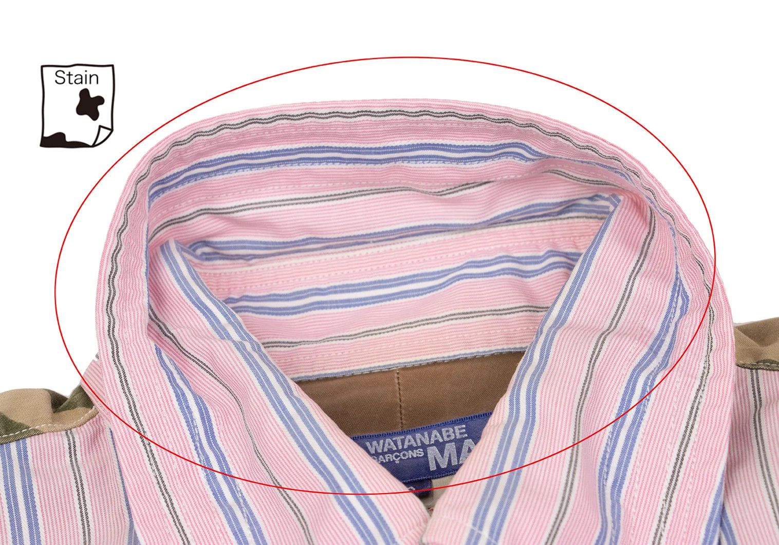 Junya Watanabe Camouflage Yoke Stripe Shirt in Pink Sax Size US S / EU 44-46 / 1 - 5 Thumbnail