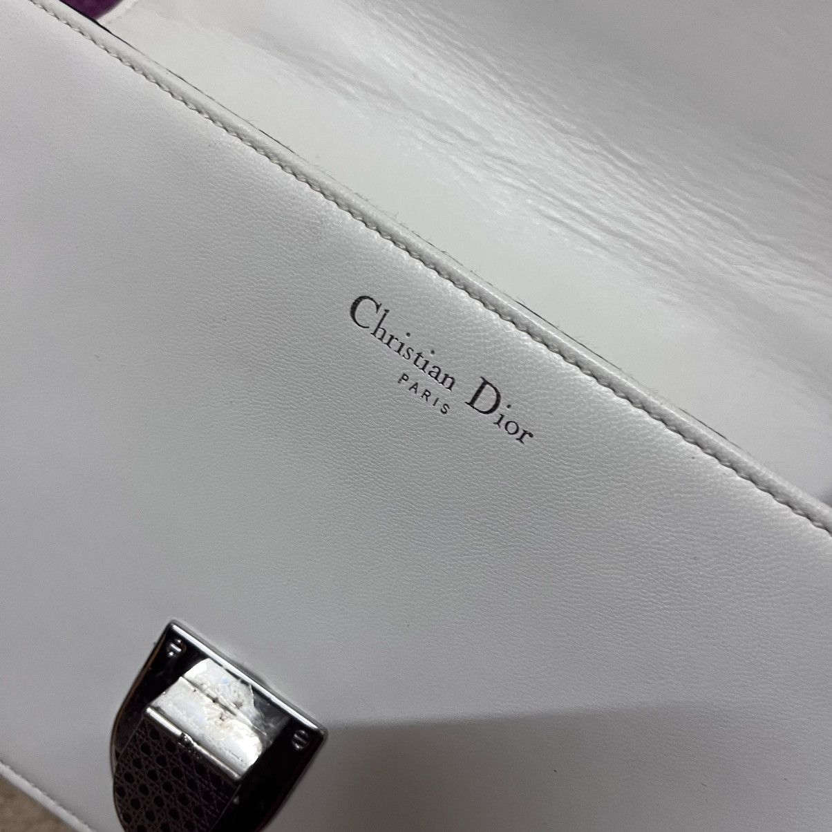 Dior CHRISTIAN DIOR White Grained Leather Diorama Medium Flap Bag Size ONE SIZE - 14 Thumbnail