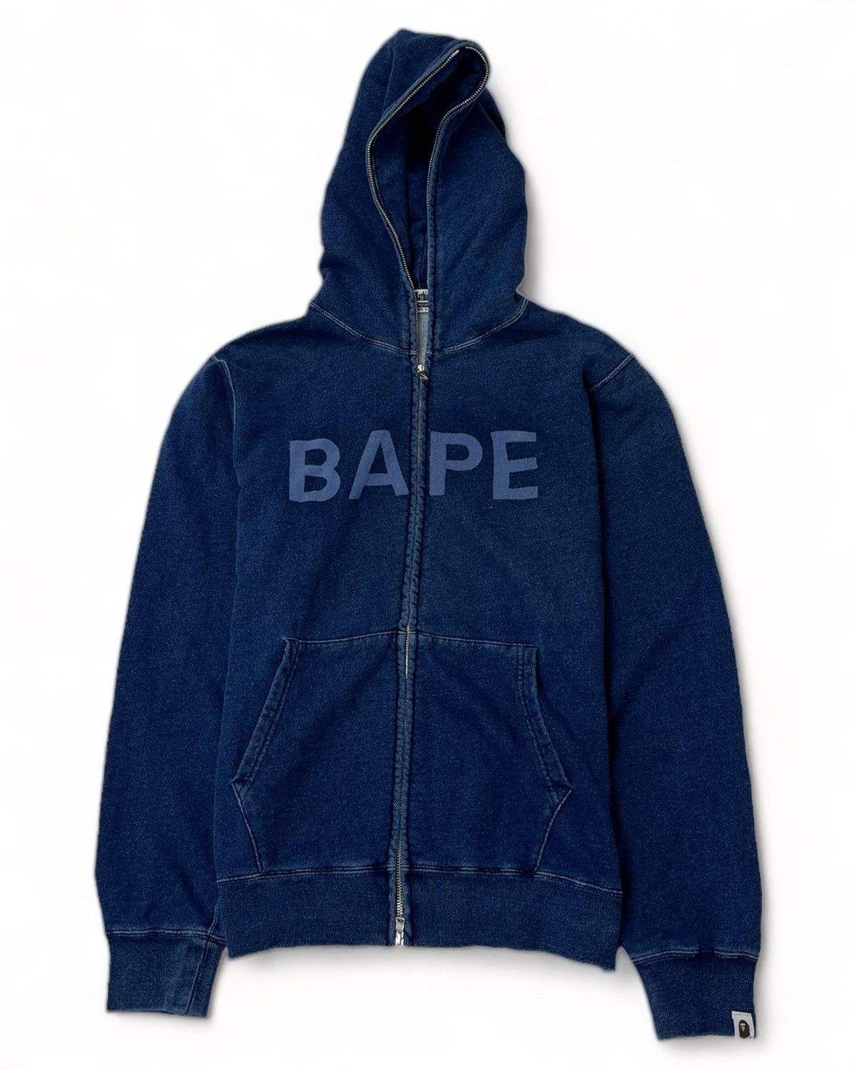 image of Bape Indigo Full Zip Hoodie in Blue, Men's (Size Large)