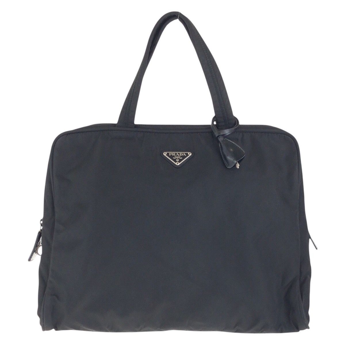 Prada Prada Tessuto Triangle Logo Plate Nylon Handbag Others Tote Bag in Black, Women's