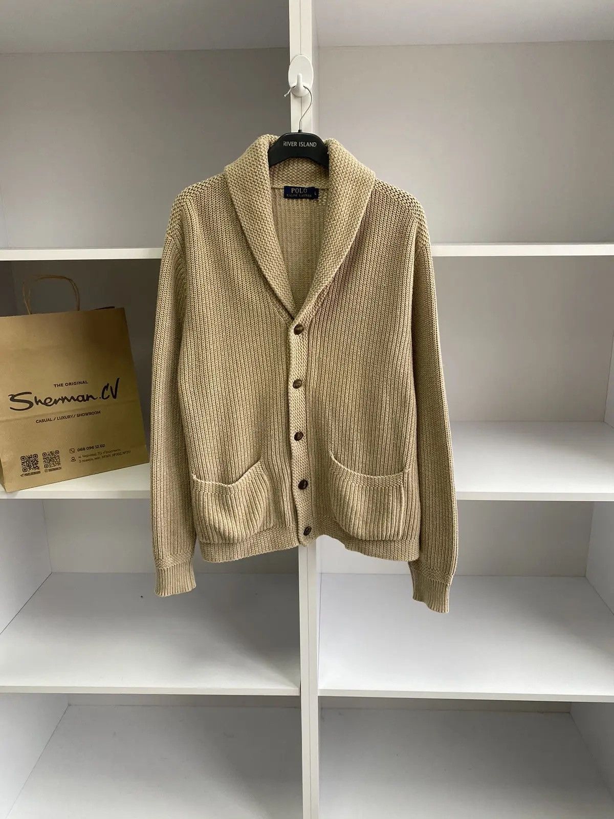 Polo Ralph Lauren × Ralph Lauren × Vintage Vintage Polo Ralph Lauren Knitted Beige Cardigan Size US L / EU 52-54 / 3 - 2 Thumbnail