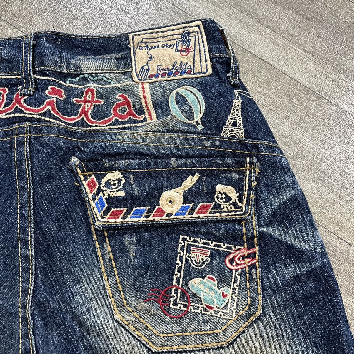 If Six Was Nine × Japanese Brand × Le Grande Bleu (L.G.B.) Vtg Lolita Embroidered Flare Jeans Faded Exotic Denim Y2K Size US 31 - 13 Thumbnail