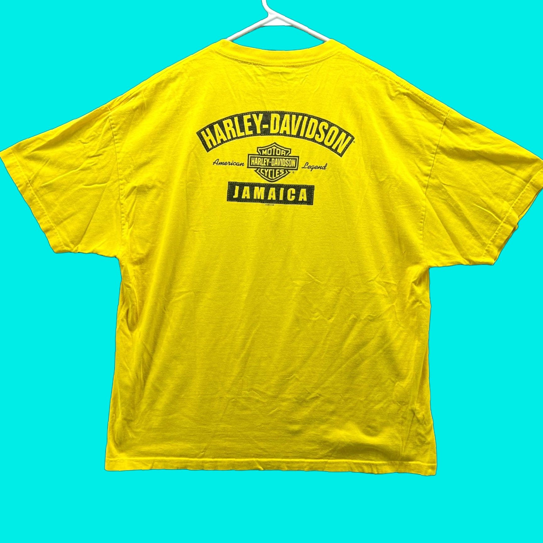Harley Davidson VINTAGE Harley-Davidson Shirt Mens 2XL Yellow Crewneck Jamaica Y2K Logo T-Shirt Size US XXL / EU 58 / 5 - 1 Thumbnail