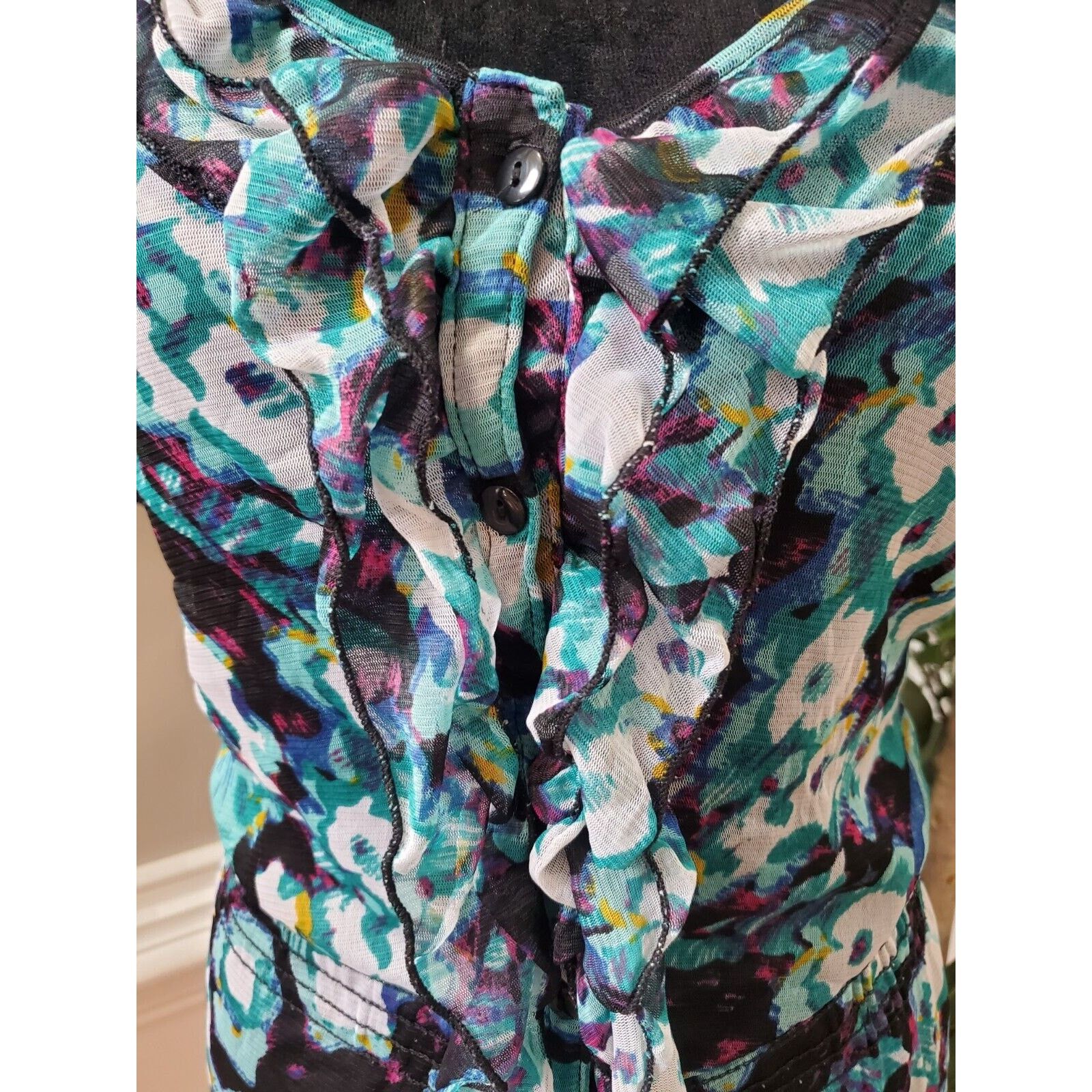 Other Notations Polyester Scoop Neck Short Sleeve Top Blouse 2X Size XXL / US 16-18 / IT 52-54 - 6 Thumbnail
