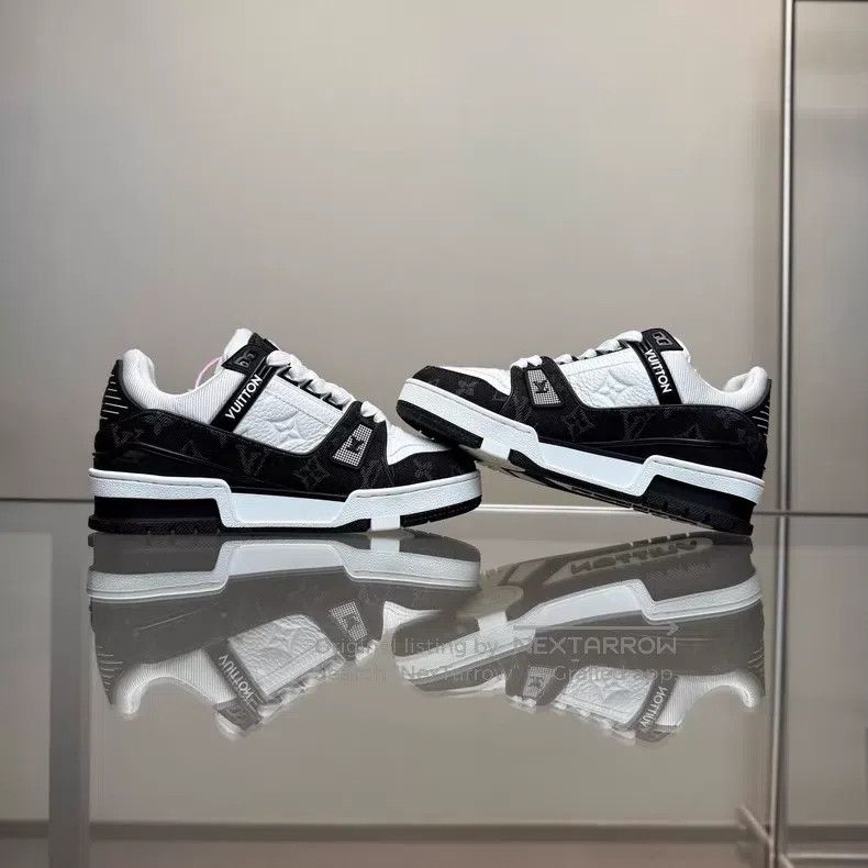 Louis Vuitton Louis Vuitton Trainer's new black and white denim shoes Size US 4.5 / IT 34.5 - 6 Thumbnail