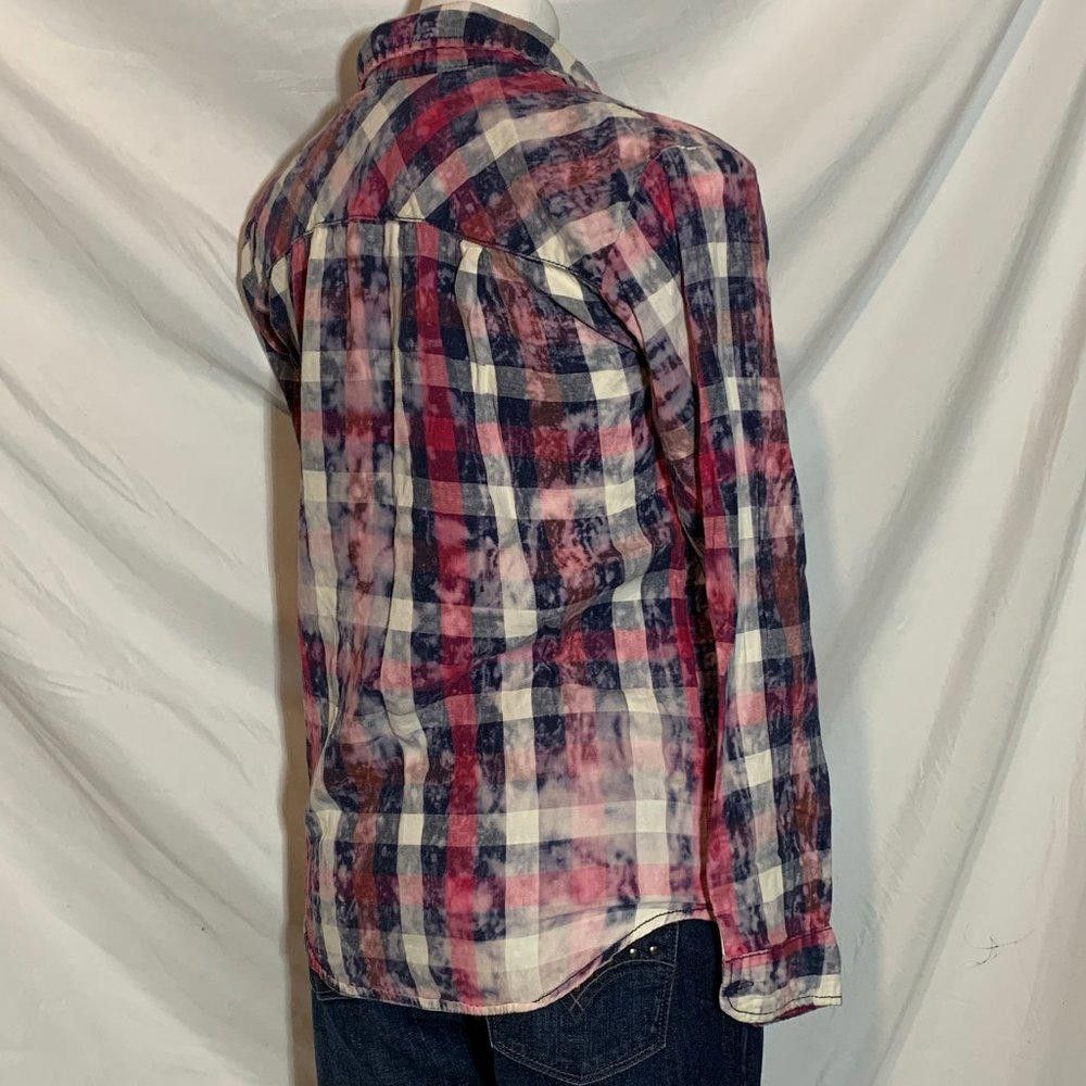 Designer Vanilla Star Bleach Distressed Plaid Button Down S Size S / US 4 / IT 40 - 9 Thumbnail