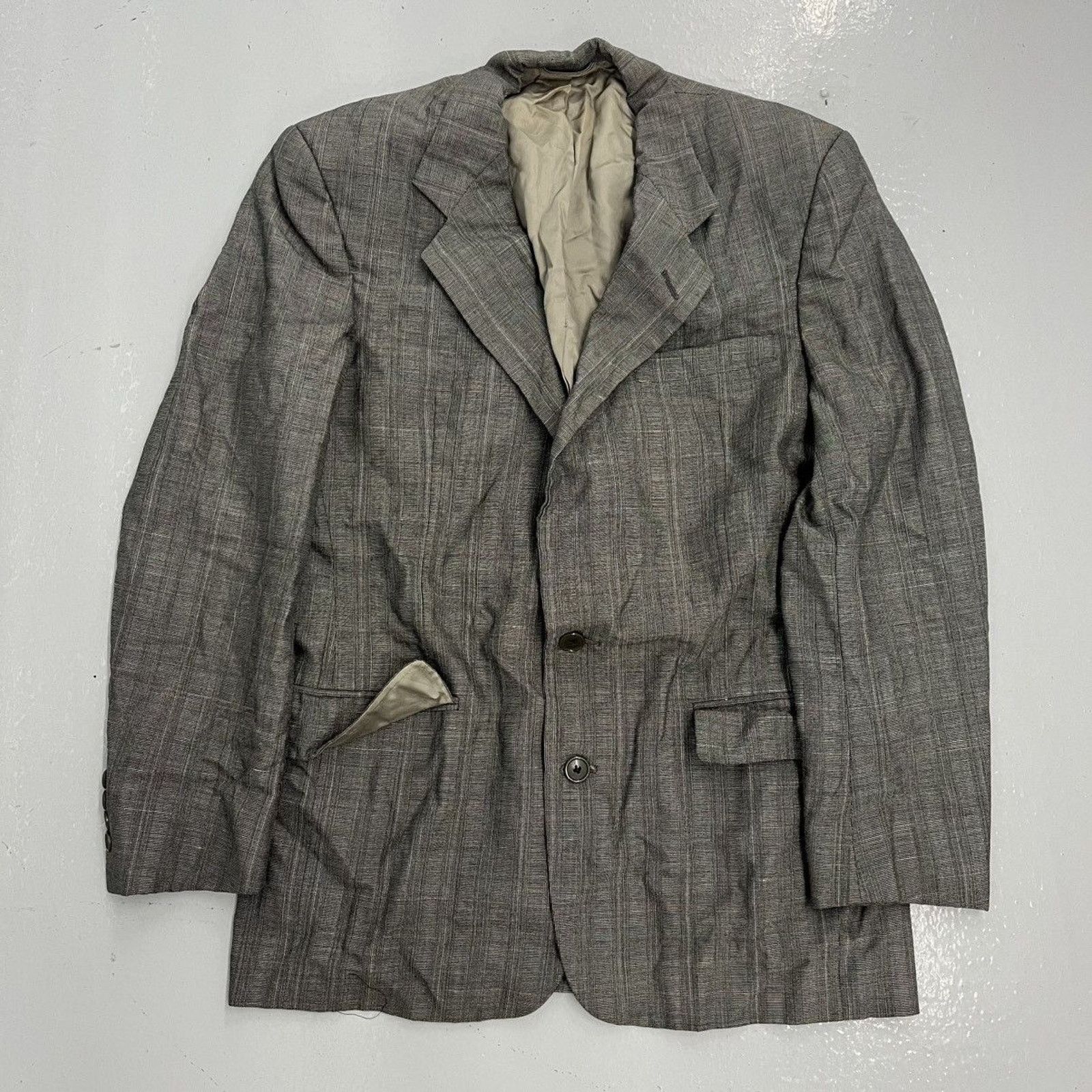 Other Vintage 70s Christian Dior Monsieur Grey Pattern Suit Size 42R - 2 Thumbnail