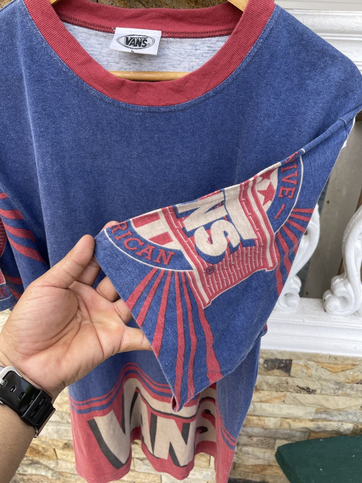 Vans × Vintage Last Drop🔥Rare🔥Vtg90s VANS Off The Wall Native Overprint Tee Size US L / EU 52-54 / 3 - 10 Thumbnail