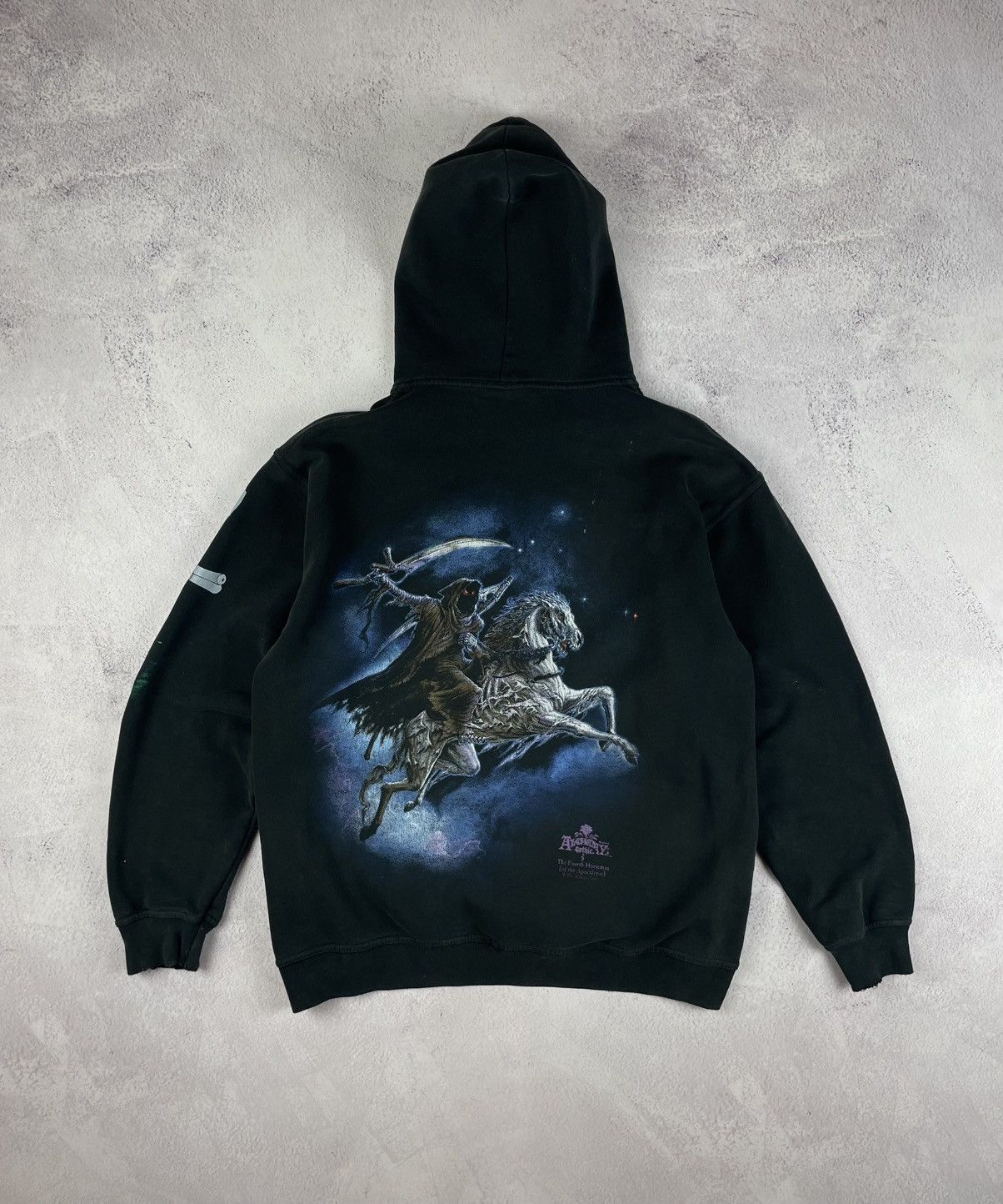 Alchemy Equipment × Designer × Vintage Vintage Alchemy Gothic The Fourth Horseman Hoodie,Black,Sz L Size US L / EU 52-54 / 3 - 1 Thumbnail