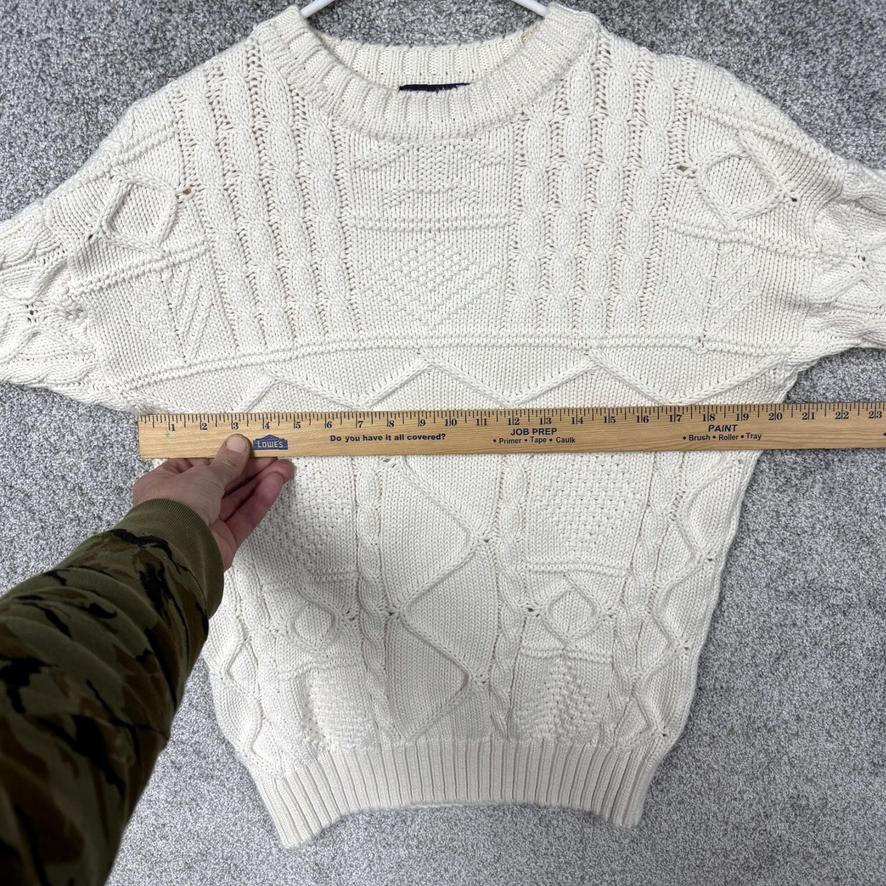 Gant VINTAGE GANT Sweater Mens L White Cable-Knit Fisherman Preppy 80s 90s Heavyweight Cotton Crew Neck Pullover Knit Size US L / EU 52-54 / 3 - 4 Thumbnail