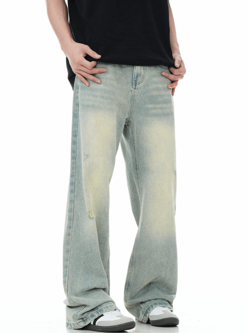 Japanese Brand × Vintage American men's washed distressed street vintage loose jeans Size US 32 / EU 48 - 1 Thumbnail