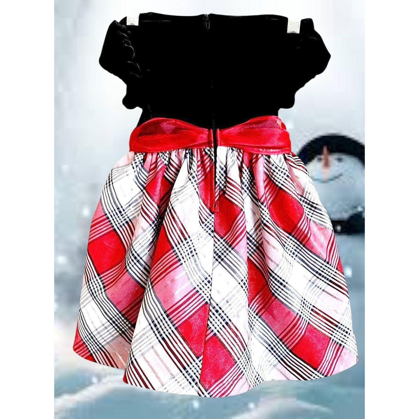 Other Bonnie Jean Velour Red Plaid Dress Toddler Girl 3T Christmas Size XS / US 0-2 / IT 36-38 - 4 Thumbnail