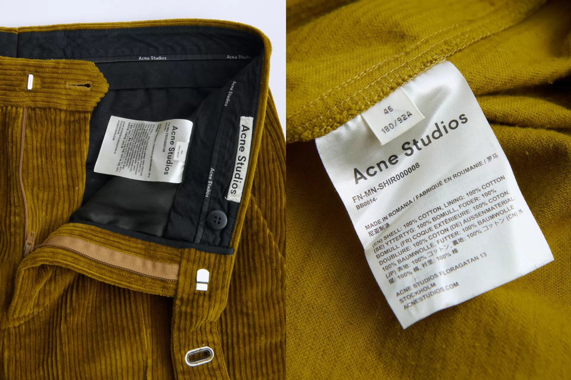 Acne Studios Acne Studios Tan Corduroy Shirt & Trouser Suit 46 Size US S / EU 44-46 / 1 - 9 Thumbnail