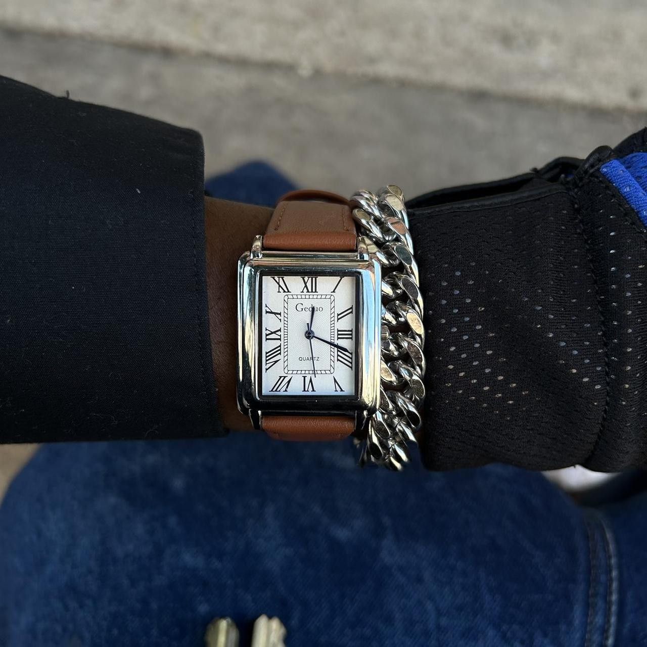Japanese Brand × Vintage Vintage 2000s Style Rectangular Quartz “Tank” Leather Watch Size ONE SIZE - 1 Thumbnail