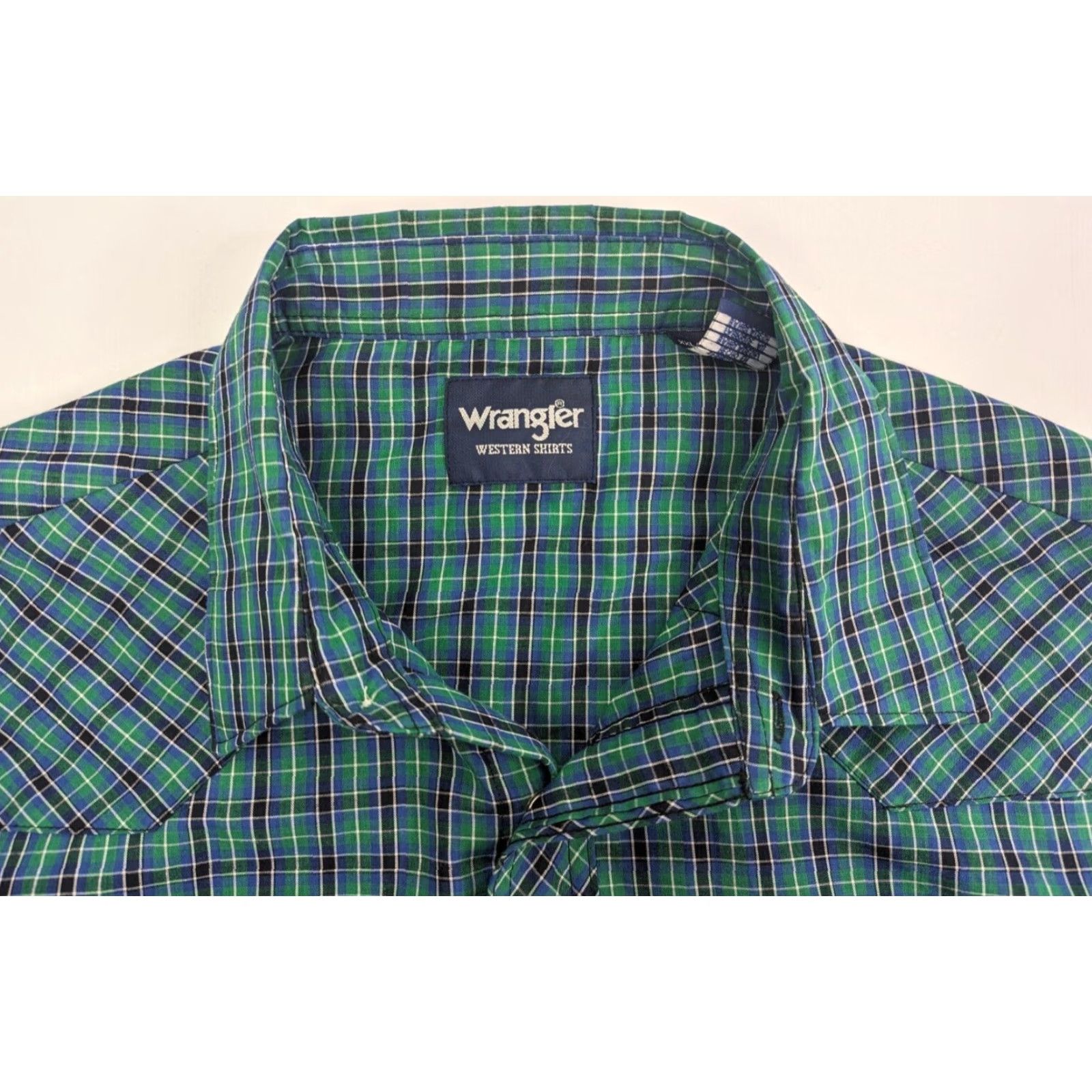 Wrangler Wrangler Shirt Men 2XL Blue Plaid Cotton Short Sleeve Western Snap Button-Up Pockets Size US XXL / EU 58 / 5 - 5 Thumbnail