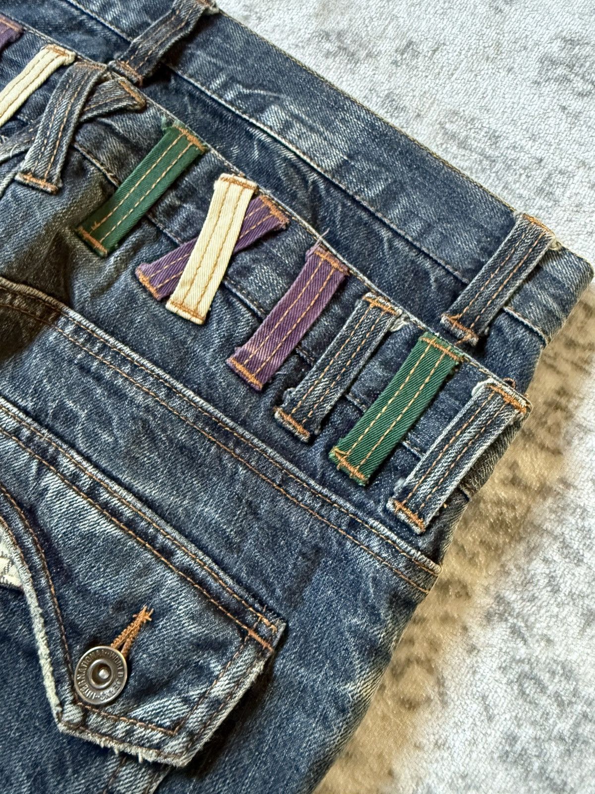 Japanese Brand Nylaus Japan Claw Mark Studded Double Waist Jeans Size US 30 / EU 46 - 16 Thumbnail