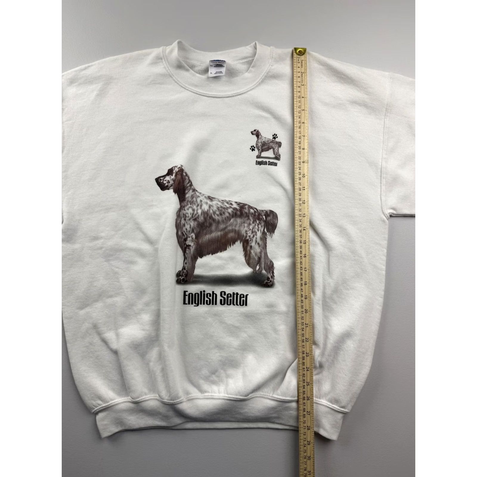 Gildan Gildan Sweatshirt Mens XL White Fleece English Setter Dog Graphic Pullover Size US XL / EU 56 / 4 - 4 Thumbnail
