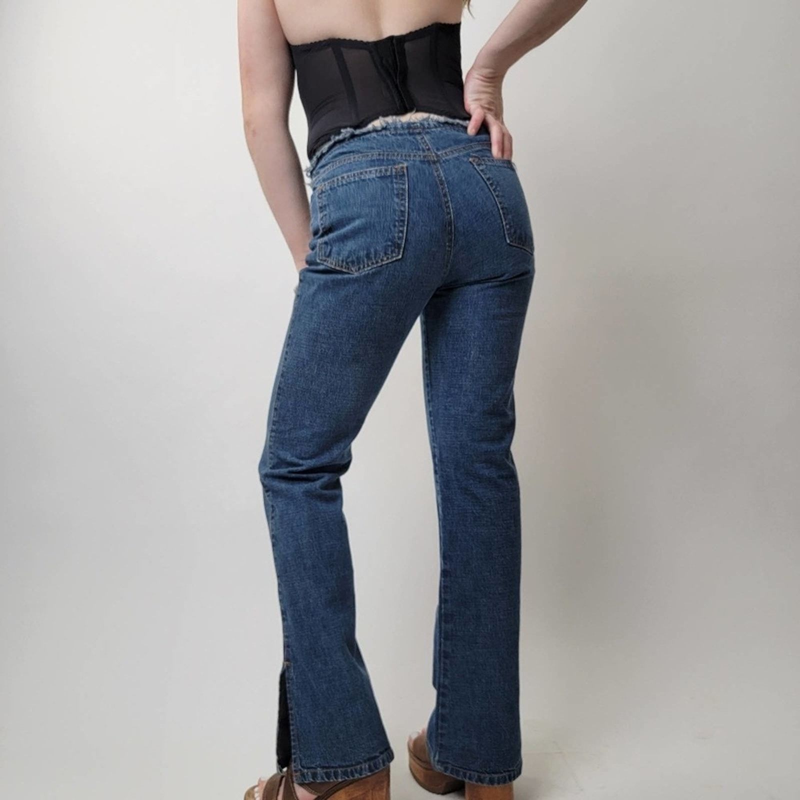 ESPIRIT Vintage Y2K ESPIRIT Raw Hem Low Rise Wide Leg Bellbottoms Size 30" / US 8 / IT 44 - 3 Thumbnail
