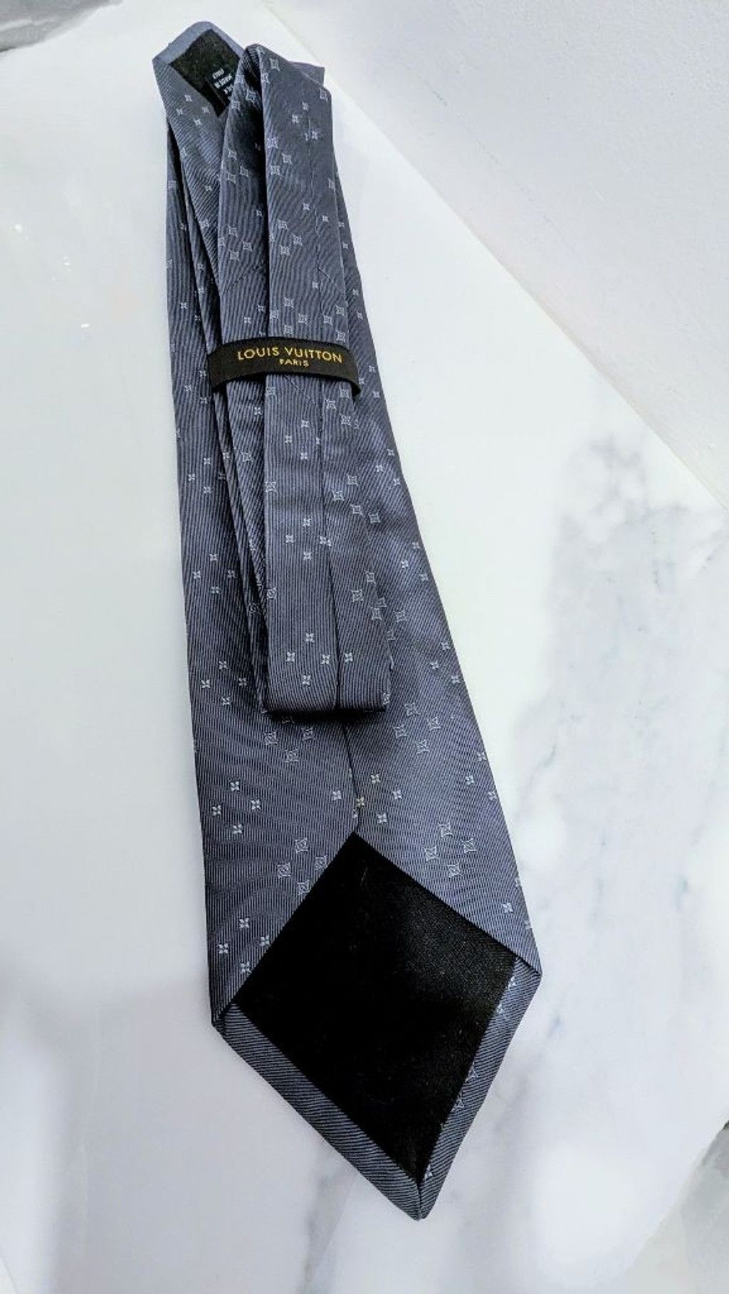 Louis Vuitton Louis Vuitton Silk Tie Gray/Silver Patterned Size ONE SIZE - 5 Thumbnail