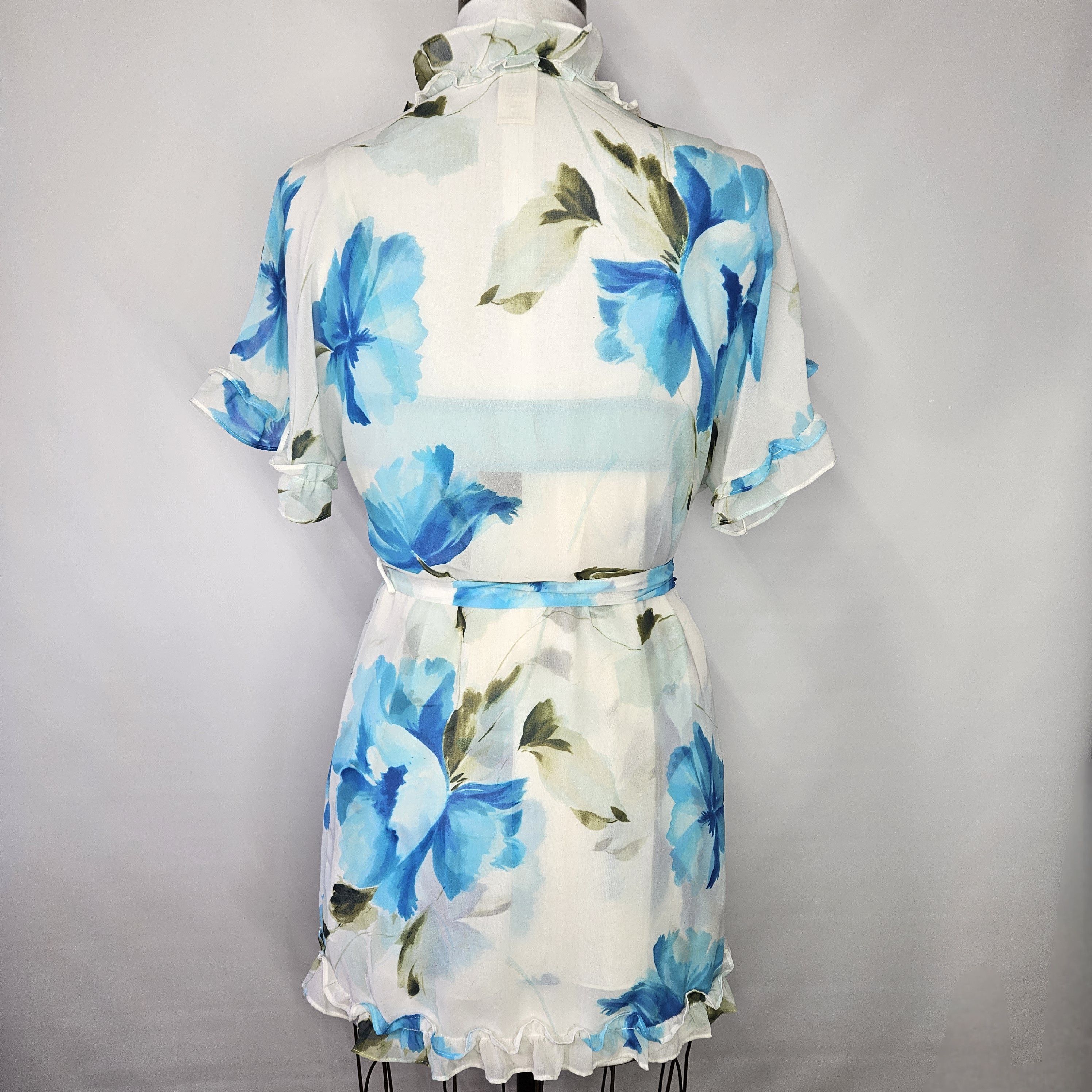 Other In Bloom Size L 2 Pc. Teddy & Robe Floral Chiffon Cream Bl Size ONE SIZE - 4 Thumbnail