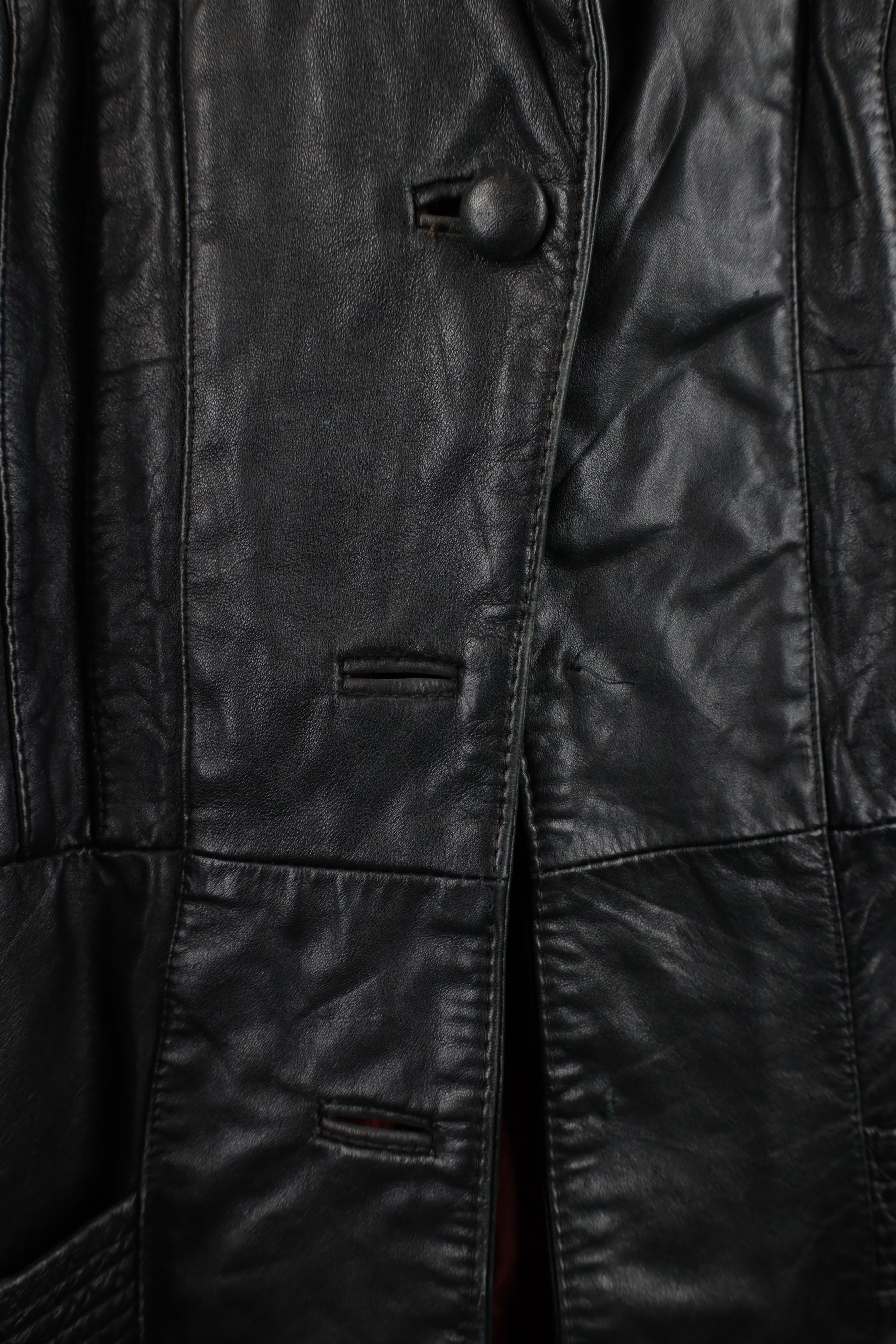 Vintage Vintage 70s Streetwear Button Collared Leather Jacket Black Size L / US 10 / IT 46 - 4 Thumbnail