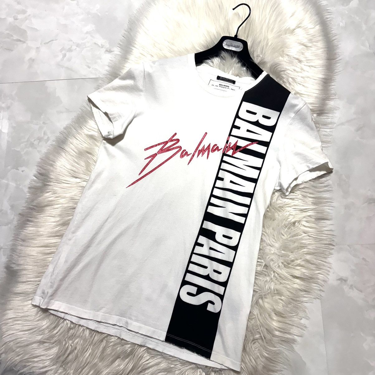 Balmain Balmain Homme Distressed T-shirt M 44 White Black Red Size US S / EU 44-46 / 1 - 8 Thumbnail