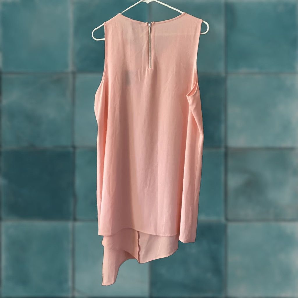 Vintage CABLE & GAUGE Tunic Top Women XL Blossom Pink Sleeveless Ruffle Asymmetric Hem Size XL / US 12-14 / IT 48-50 - 1 Thumbnail